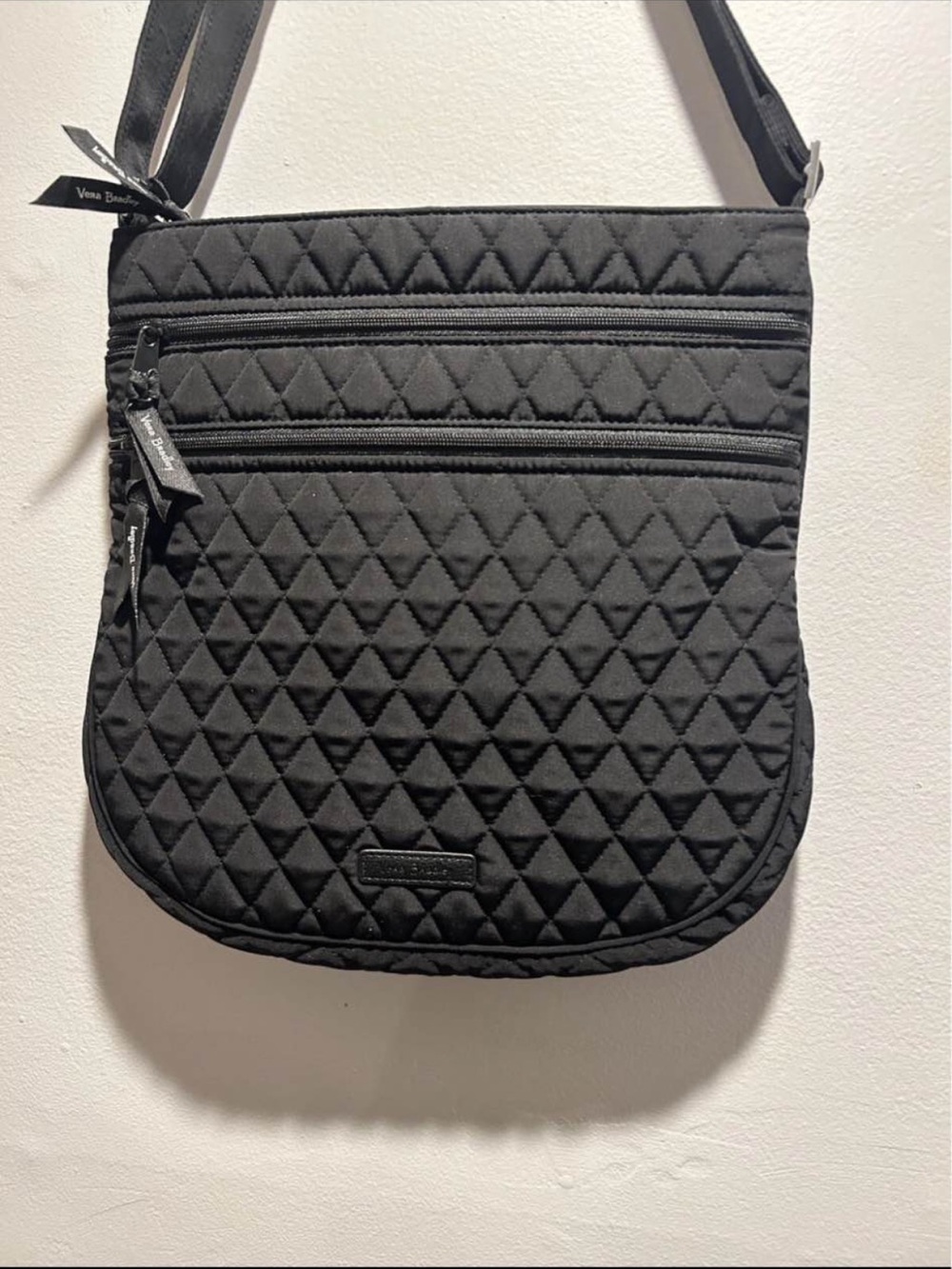 VERA BRADLEY SATCHEL PURSE BLACK MICROFIBER RETIRED EXCELLENT